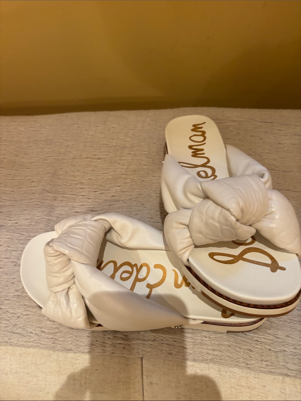 Sam Edelman Cream Knotted Slide Sandals